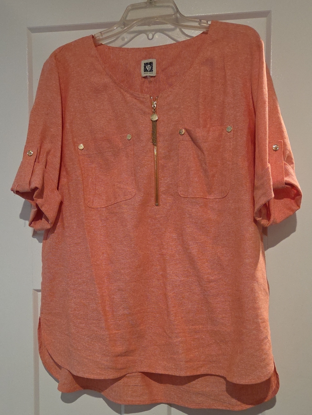 Anne Klein Coral Knit Top with Subtle Texture
